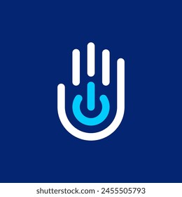 Hand Power Button Care Push Here High Five Logo Vektorgrafik Icon Illustration