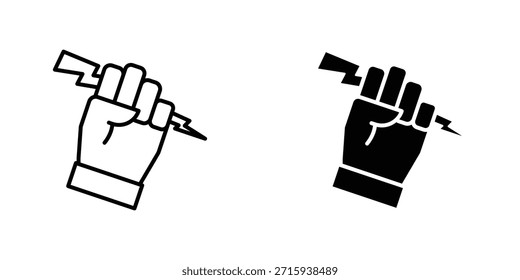 Hand mit Power Icon Design Kollektion. Vektorzeichen und Symbol für UI-Designs
