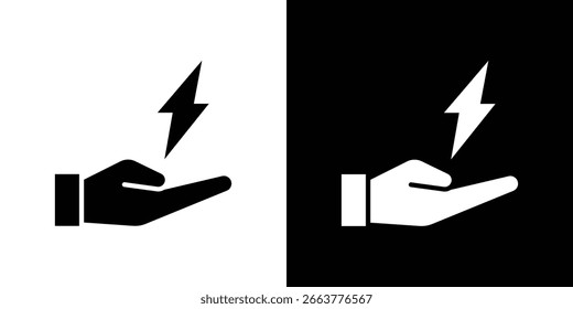 Hand with Power icon illustration in flat style. icon template color editable.