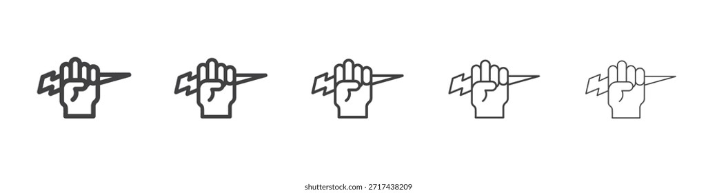 Hand mit Power-Symbol in linearen Strichen Konzept