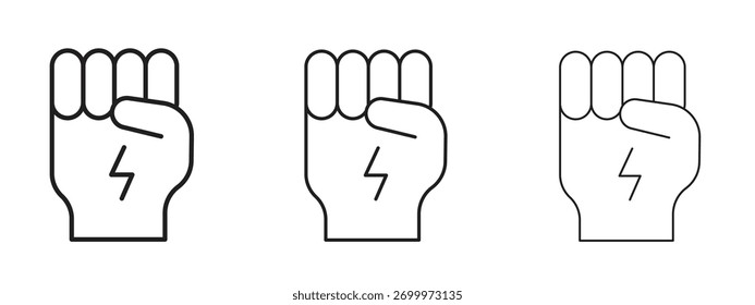 Hand with Power icon linear style sign for mobile concept and web design.