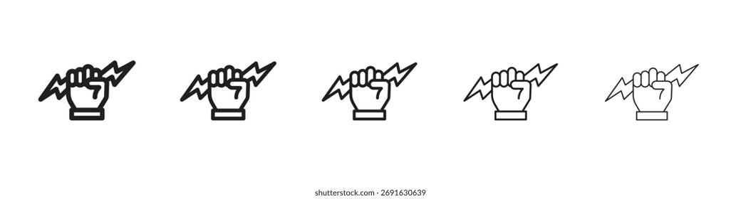 Mano con la Ilustración vectorial común del concepto del sistema del logotipo del icono del poder.