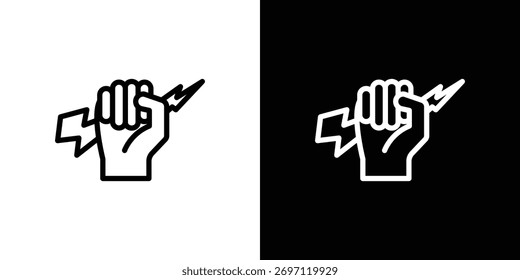 Mano con el logotipo del icono del poder. Ilustración vectorial. Ilustración EPS.