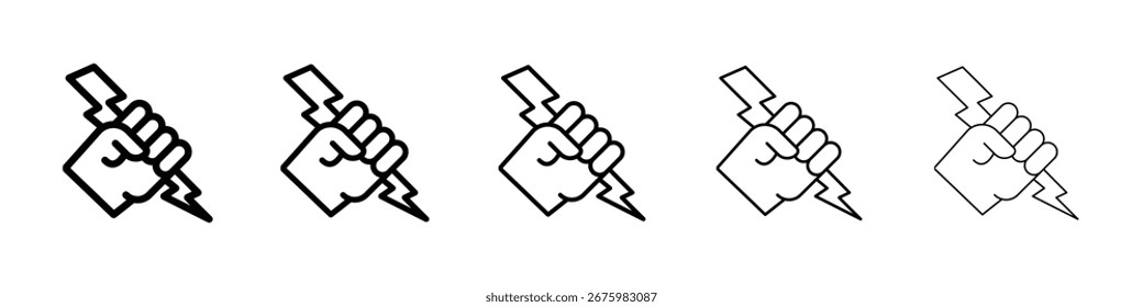 Mano con el icono del poder para el concepto móvil y el Diseño web.