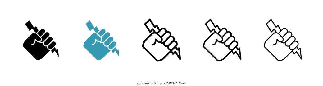 Hand with Power icon pack. line style EPS 10