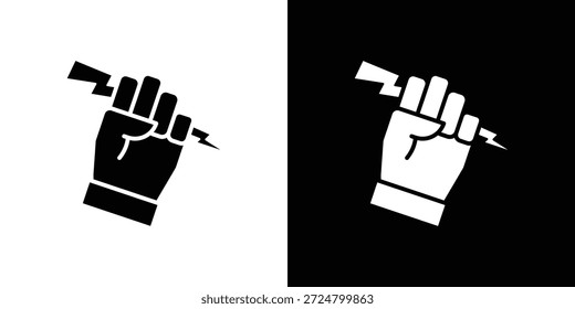 Hand mit Power-Symbol Silhouette Vektor flache Illustration Design Pack.