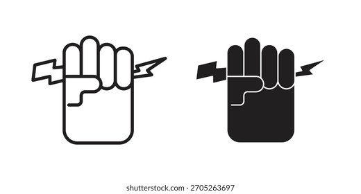 Mano con el elemento de diseño aislado del icono del poder Vector. EPS10