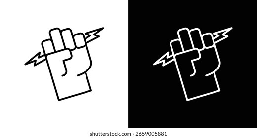 Hand mit Power-Symbol im Vektor. Logotyp