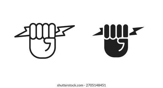 Hand with Power icon vector modern flat and stroke designs