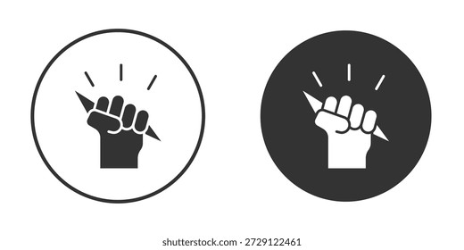 Hand with Power icon vector silhouette in black. simple flat icon vector.