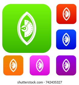Hand power meter set icon color in flat style isolated on white. Collection sings vector illustration