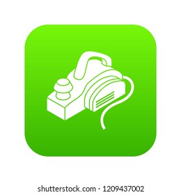 Hand power tool icon green vector isolated on white background