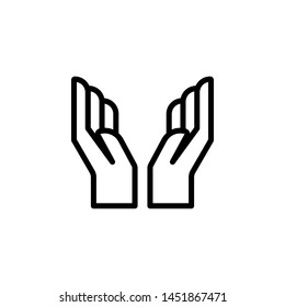 Hand pray gesture outline icon. Element of hand gesture illustration icon. signs, symbols can be used for web, logo, mobile app, UI, UX