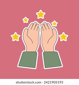 Hand pray muslim icon flat design