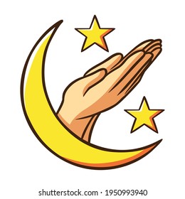 Hand pray | Ramadan vector illustration in a cute style
