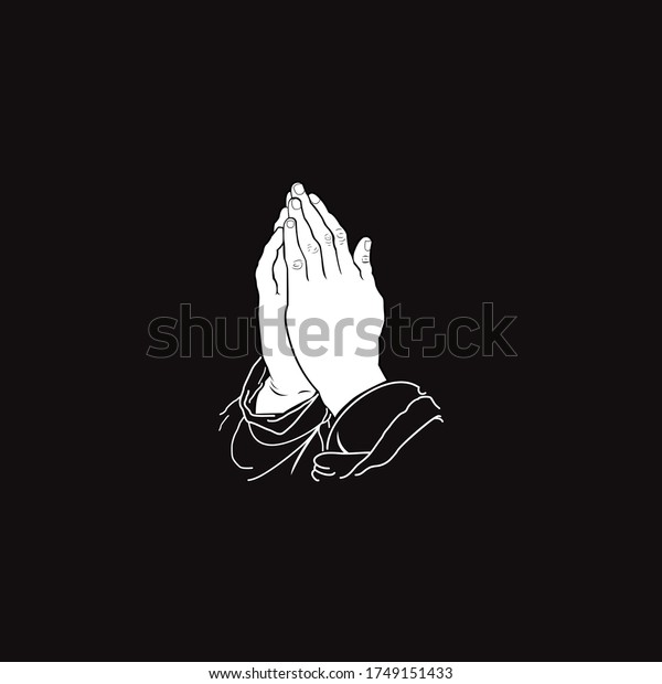 Hand Prayer Black White Vector Stock Vector (Royalty Free) 1749151433 ...