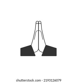 Hand praying icon. Vector illustration isolated on white background.