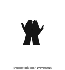 hand praying silhouette icon vector on a white background