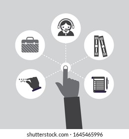 hand presenting customer relationship management. System for managing interactions with current and future customers.