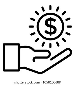 A Hand Presenting Dollar Coin Concept Of Cash Offer