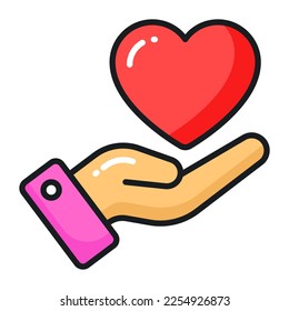 Hand presenting heart vector icon, be my valentines