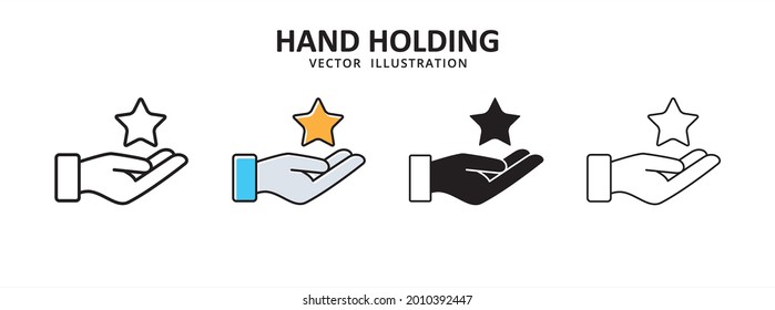 hand presenting a star icon vector illustration simple flat design. giving a rating symbol sign