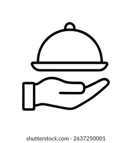 Hand presents covered dish offering illustration design element
