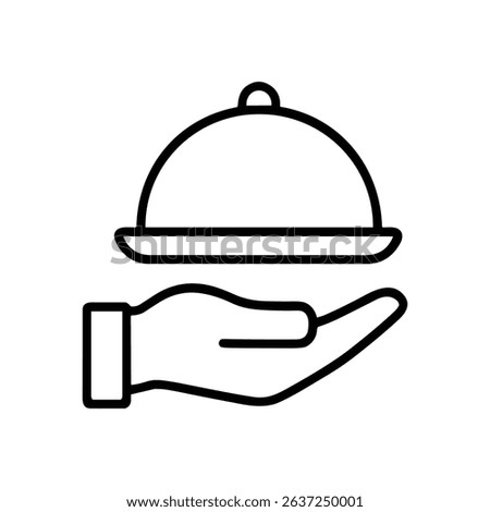 Hand presents covered dish offering illustration design element