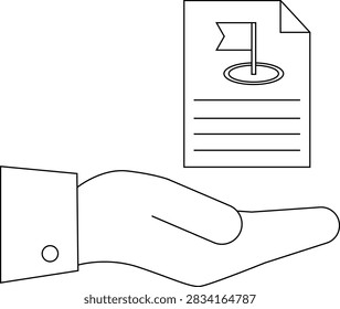 A hand presents a document featuring a golf flag, symbolizing goals, achievement, and success in business or personal endeavors.