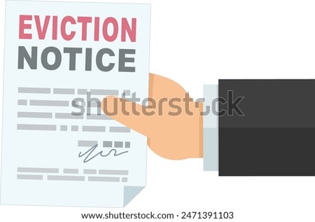A hand presents an eviction notice isolated in flat design style (cut out)