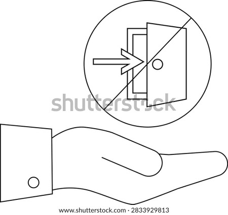 A hand presents a symbol indicating restricted entry, access denied, or a no-entry zone, emphasizing limitations.