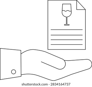 A hand presents a wine list, symbolizing beverage selection, service, and hospitality in a refined setting.