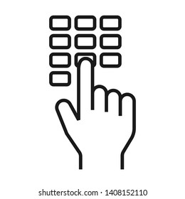 Hand press bottons. Simple design. Line vector. Isolate on white background.