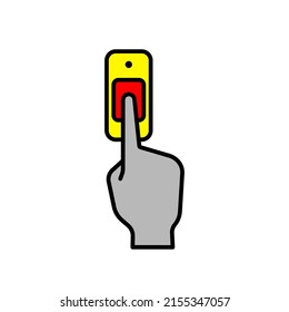 Hand press bus doorbell switch icon background