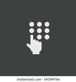 The hand press the button  icon isolated on black background