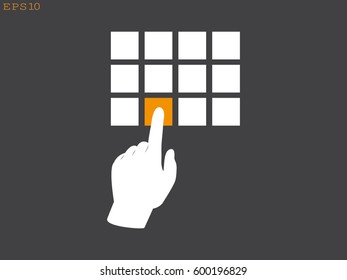 hand press, button, icon, vector illustration eps10