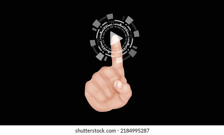 hand press digital play button vector template on touch screen Technology Business. push start button icons set to inter or initiate projects Presentation