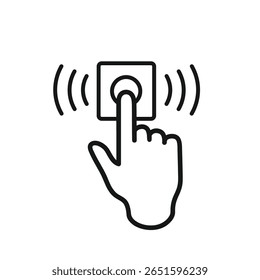Hand press doorbell line icon clipart template