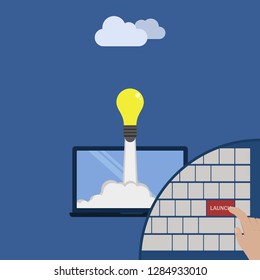 Hand press enter to launch he idea to the cloud network.