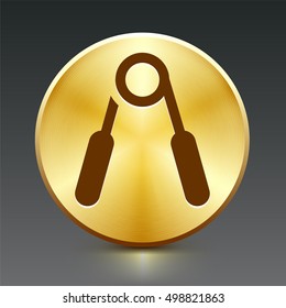 Hand Press Exercise on Gold Round Button