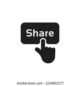 hand press on black share button. flat simple style modern repost logotype graphic design element isolated on white background. concept of show interesting or viral content to other users or friends