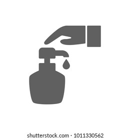 Hand press on bottle icon in trendy flat style isolated on white background. Symbol for your web site design, logo, app, UI. Vector illustration, EPS