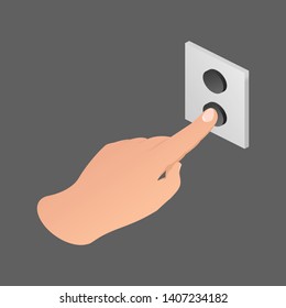 Hand press on old button isometric
