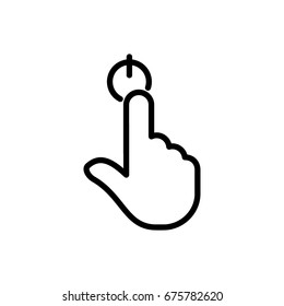 Hand press power button on touch screen