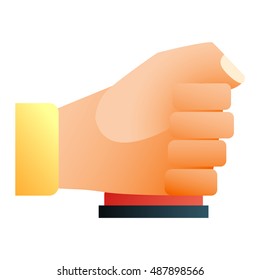Hand press red button finger press icon on white background