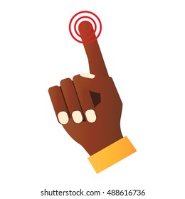 Hand press red button finger press icon on white background