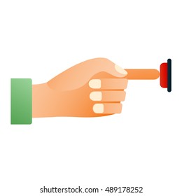 Hand press red button finger press icon on white background