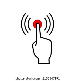 Hand press ring bell button icon background