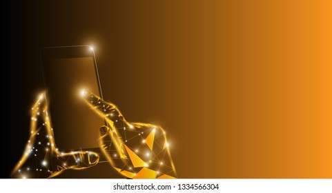 Hand press to smart phone with lighting wire frame style