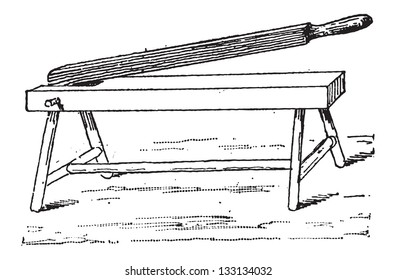 Hand Press, vintage engraved illustration. Dictionary of Words and Things - Larive and Fleury - 1895
